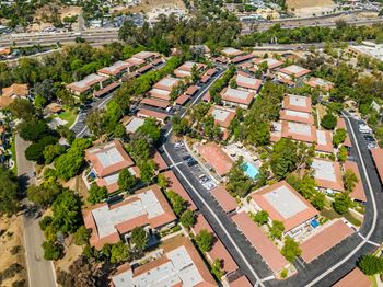 Aerial view of a neighborhood